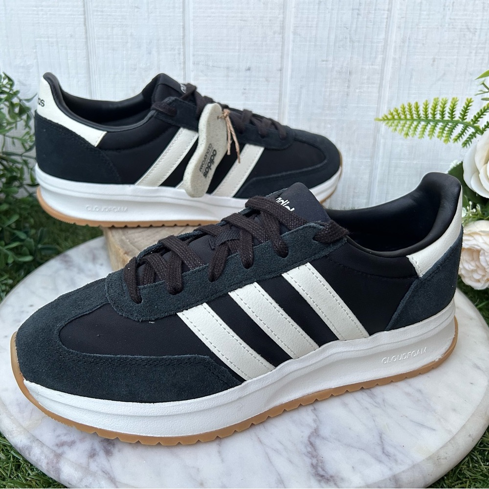adidas RUN 7OS 2.0 SHOES Core Black / Core White / Core White women size 7 NEW - Picture 9 of 16